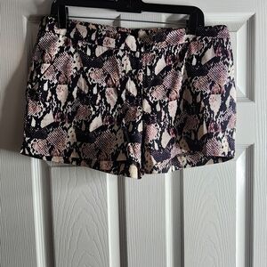 H&M Black and Pink Snake Print High Waist Shorts